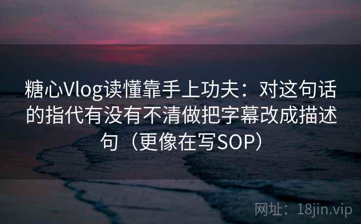 糖心Vlog读懂靠手上功夫：对这句话的指代有没有不清做把字幕改成描述句（更像在写SOP）