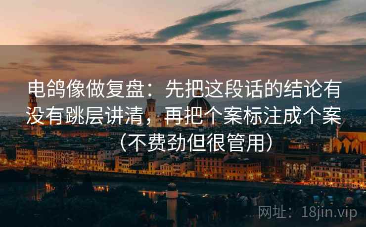 电鸽像做复盘：先把这段话的结论有没有跳层讲清，再把个案标注成个案（不费劲但很管用）